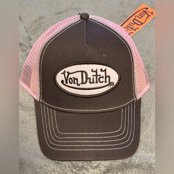 Von Dutch Pink and Brown Mesh Cap